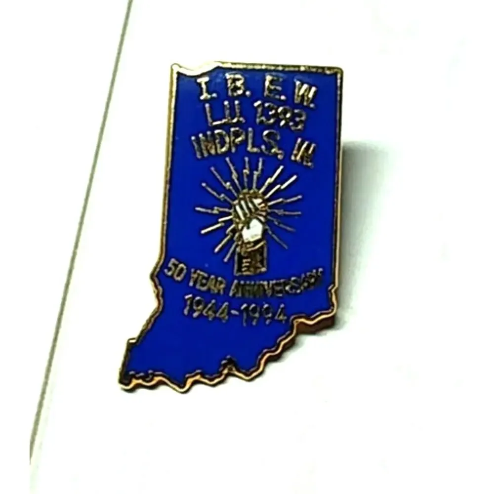 IBEW Local Labor Union 1393 Indianapolis, IN State Shaped 50th Anniversary Pin